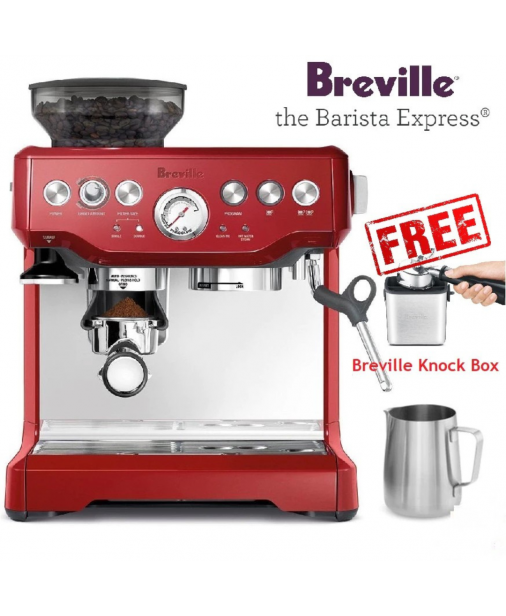 【Breville BES870 Barista Express Espresso Machine｜Red】(Free Knock Box + 500g Coffee Beans + 3 years warranty)
