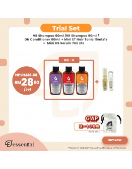 【Essential Trial Set : Volume Boost Shampoo/ Repair Restore Shampoo/ Conditioner 60ml x1 + Mini Tonic 15ml x1 + Mini Serum 7ml x1 (FREE 小禮袋 x1)】(商家 2-3天發貨) 
