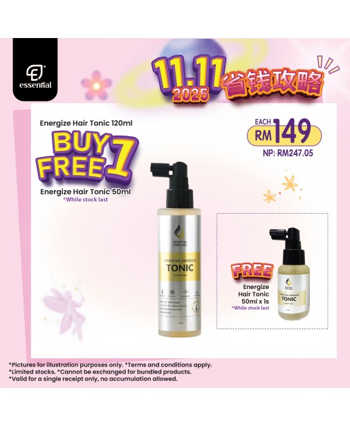 Essential 11.11【Energize Hair Tonic 120ml FREE Hair Tonic 50ml】【商家1-3天發貨】