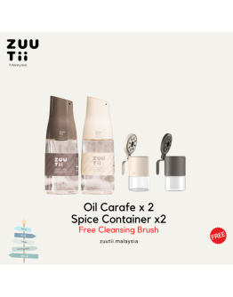 【ZUUTii Set 4】Oil Carafe 2pcs + Spice Container 2pcs  Free Brush*1 (油瓶 2入 + 料理罐2入 送 清理刷子1入) 【商家 3-5天發貨】