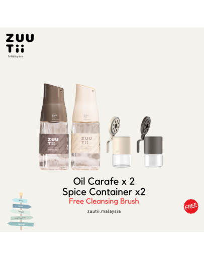 【ZUUTii Set 5】MIni Oil Carafe 2pcs + Oil Carafe 2pcs + Spice Container 2pcs Free Cleasing Brush (迷你油瓶 2入 + 油瓶 2 入 + 料理罐 2入送 清潔刷子）【商家 3-5天發貨】