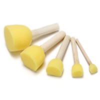 5pcs Sponge Foam Brush Set Wooden Handle Stamp Painting Tool DIY Crafts