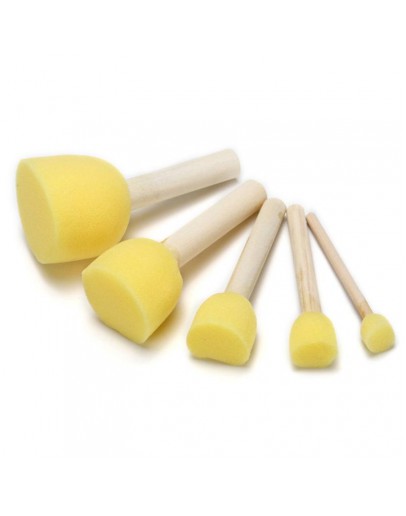 5pcs Sponge Foam Brush Set Wooden Handle Stamp Painting Tool DIY Crafts